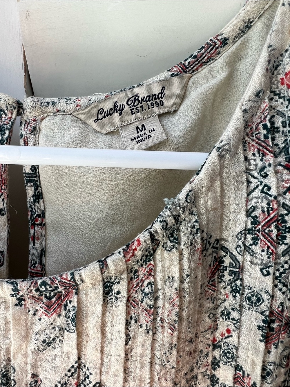 Lucky Brand Cream Floral-Print Short Sleeve Tie-Waist Mini Dress - Picture 2 of 2